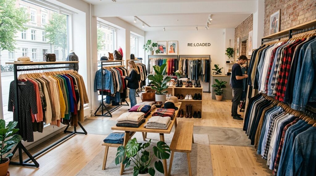 Bright and modern interior shot of a well-organized secondha